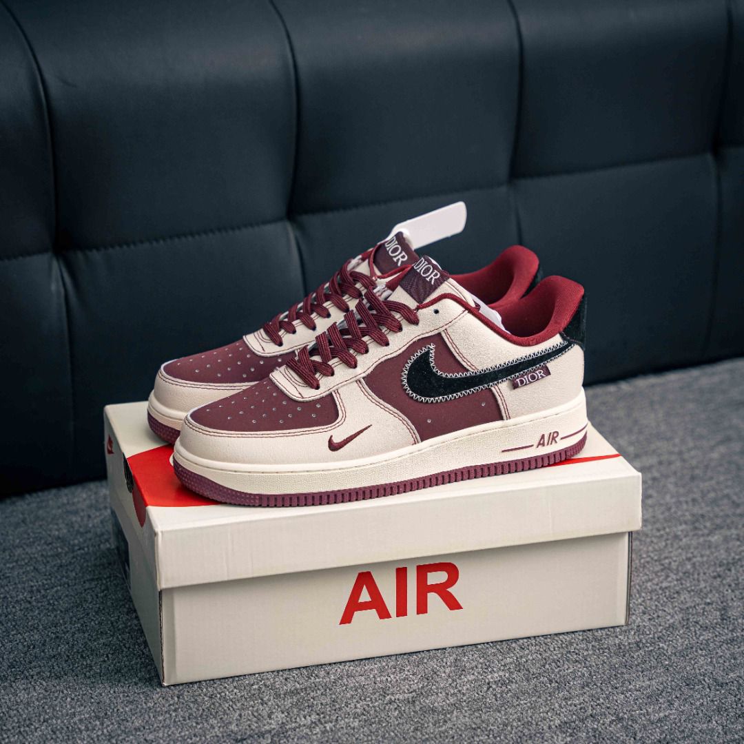 NIKE AIRFORCE 1 LOW X DIOR MAROON BEIGE