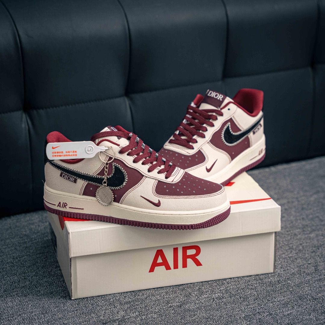 NIKE AIRFORCE 1 LOW X DIOR MAROON BEIGE