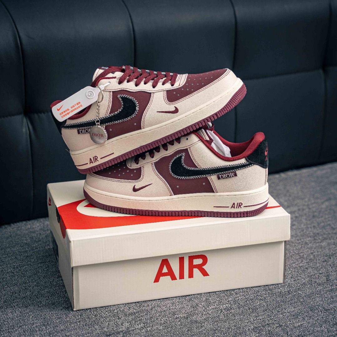 NIKE AIRFORCE 1 LOW X DIOR MAROON BEIGE
