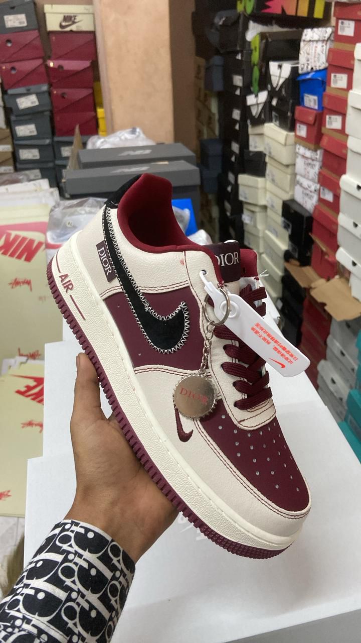 NIKE AIRFORCE 1 LOW X DIOR MAROON BEIGE